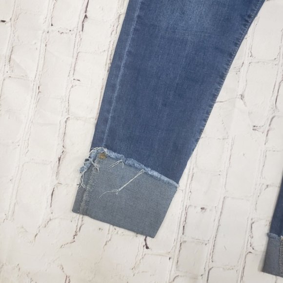 Boohoo Plus Size Super High Waisted Rise Stretchy Cropped Ankle Jeans Raw Hem - Picture 7 of 10